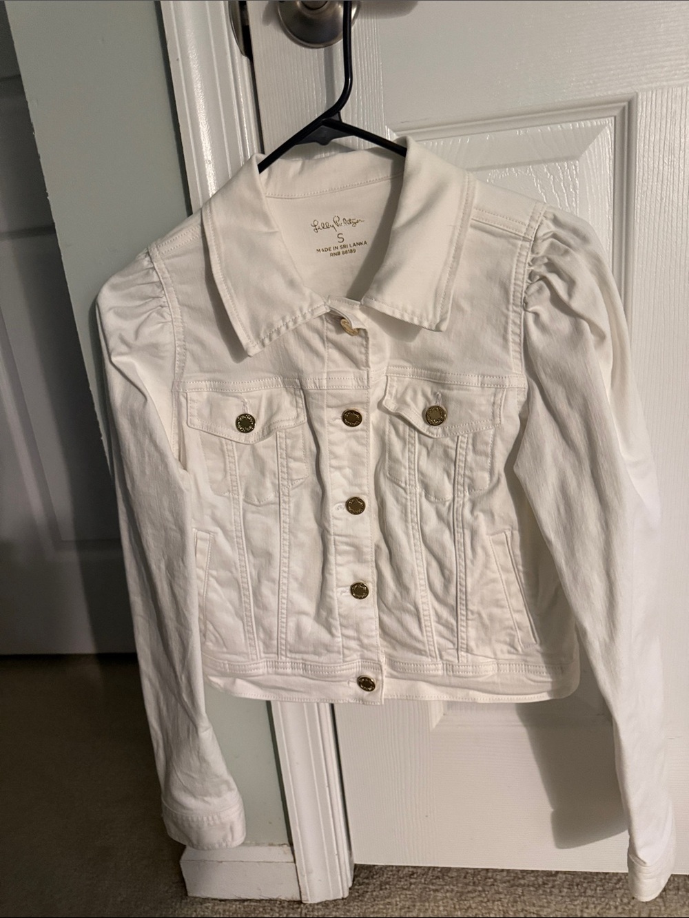 Lilly Pulitzer White Button-Front Denim Jacket
